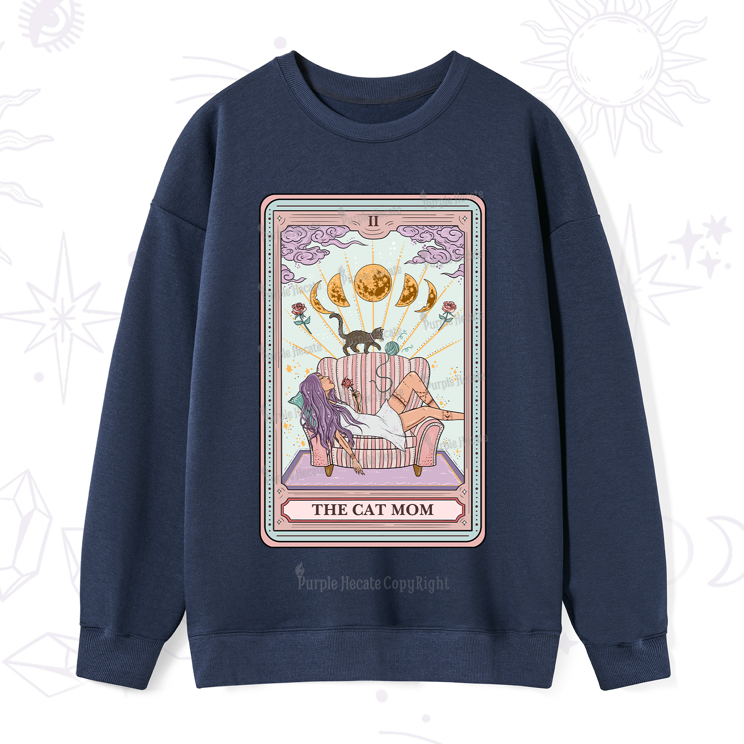 Purplehecate The Cat Mom Tarot Sweatshirt