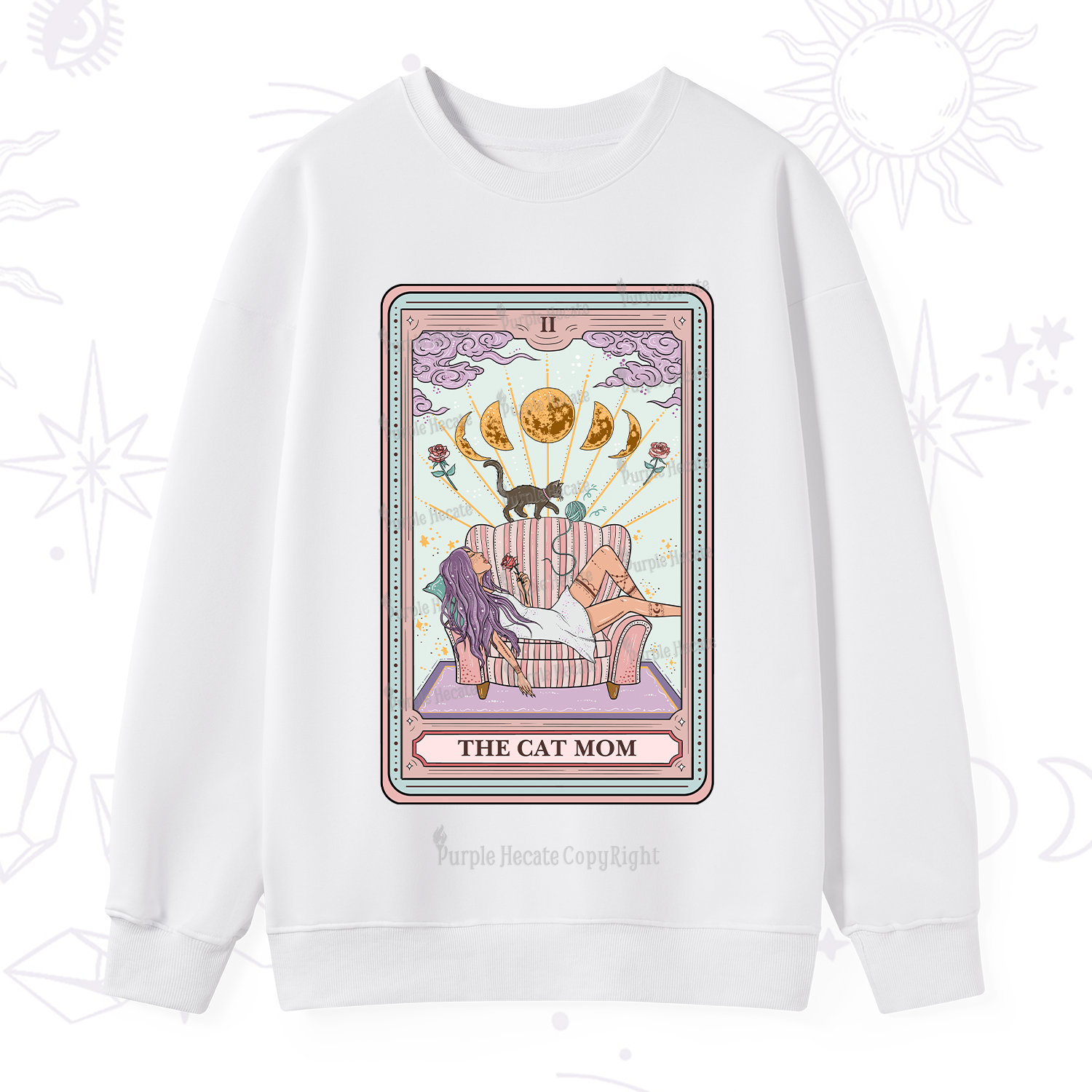 Purplehecate The Cat Mom Tarot Sweatshirt