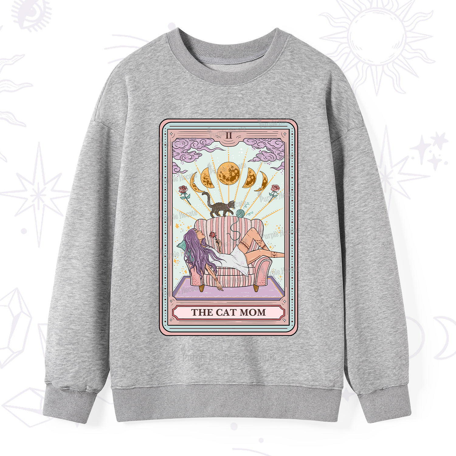 Purplehecate The Cat Mom Tarot Sweatshirt