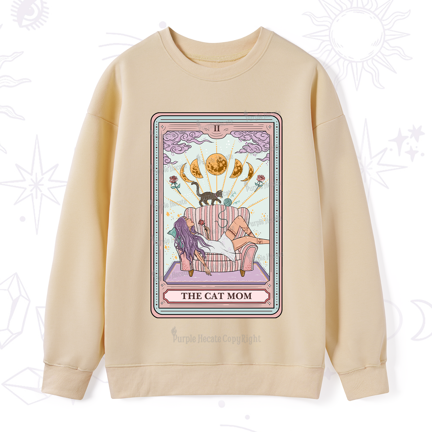 Purplehecate The Cat Mom Tarot Sweatshirt