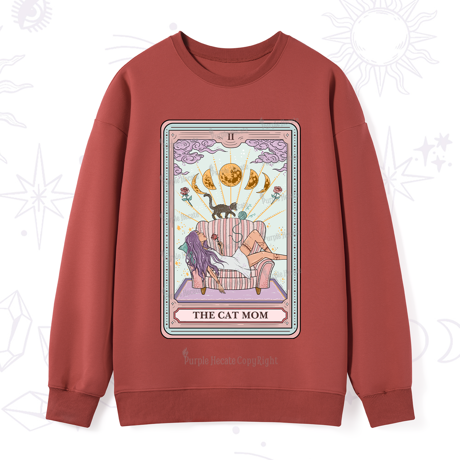 Purplehecate The Cat Mom Tarot Sweatshirt