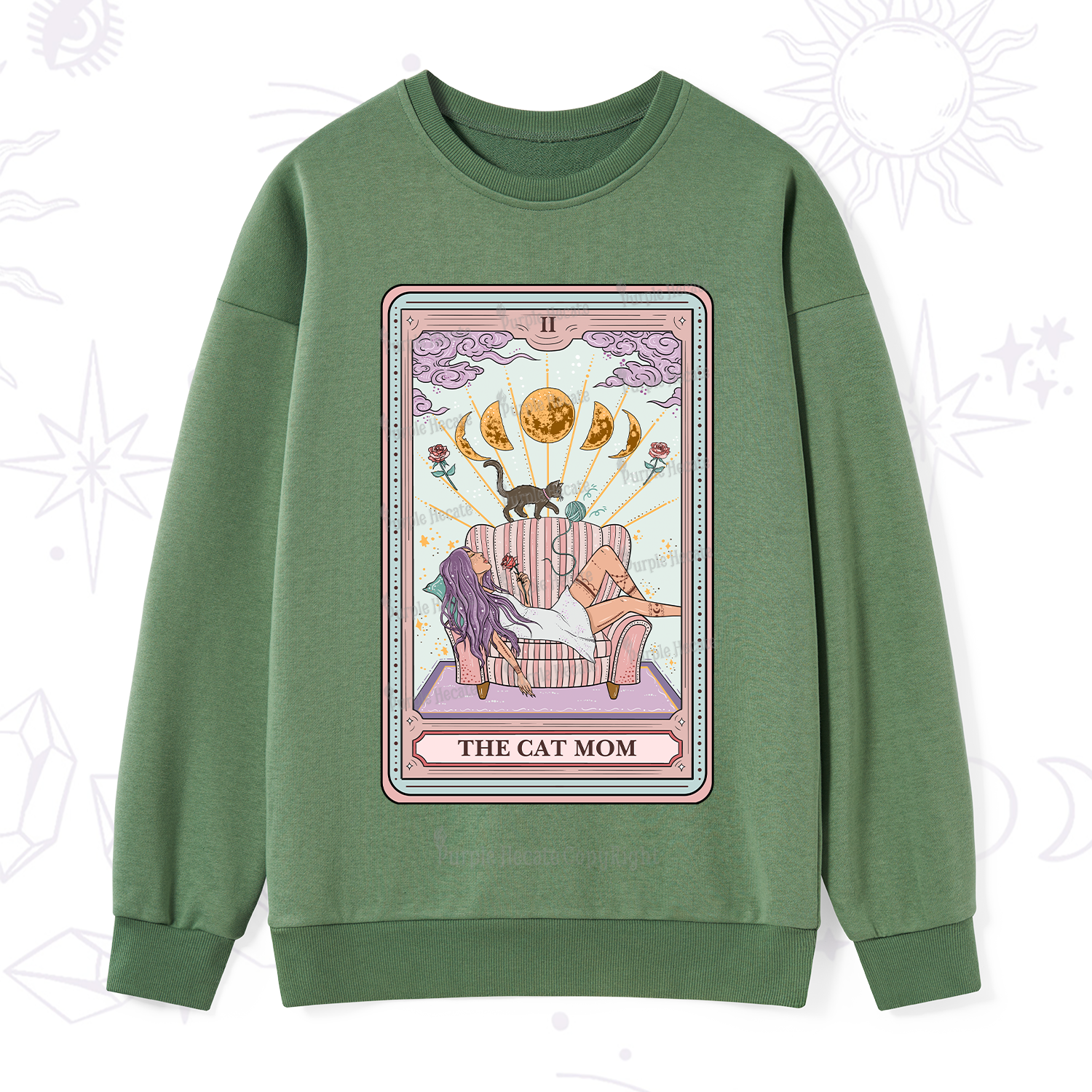 Purplehecate The Cat Mom Tarot Sweatshirt