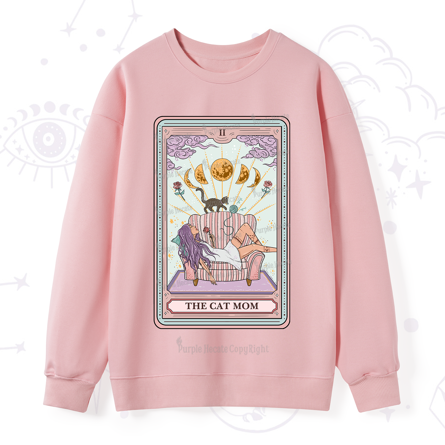 Purplehecate The Cat Mom Tarot Sweatshirt