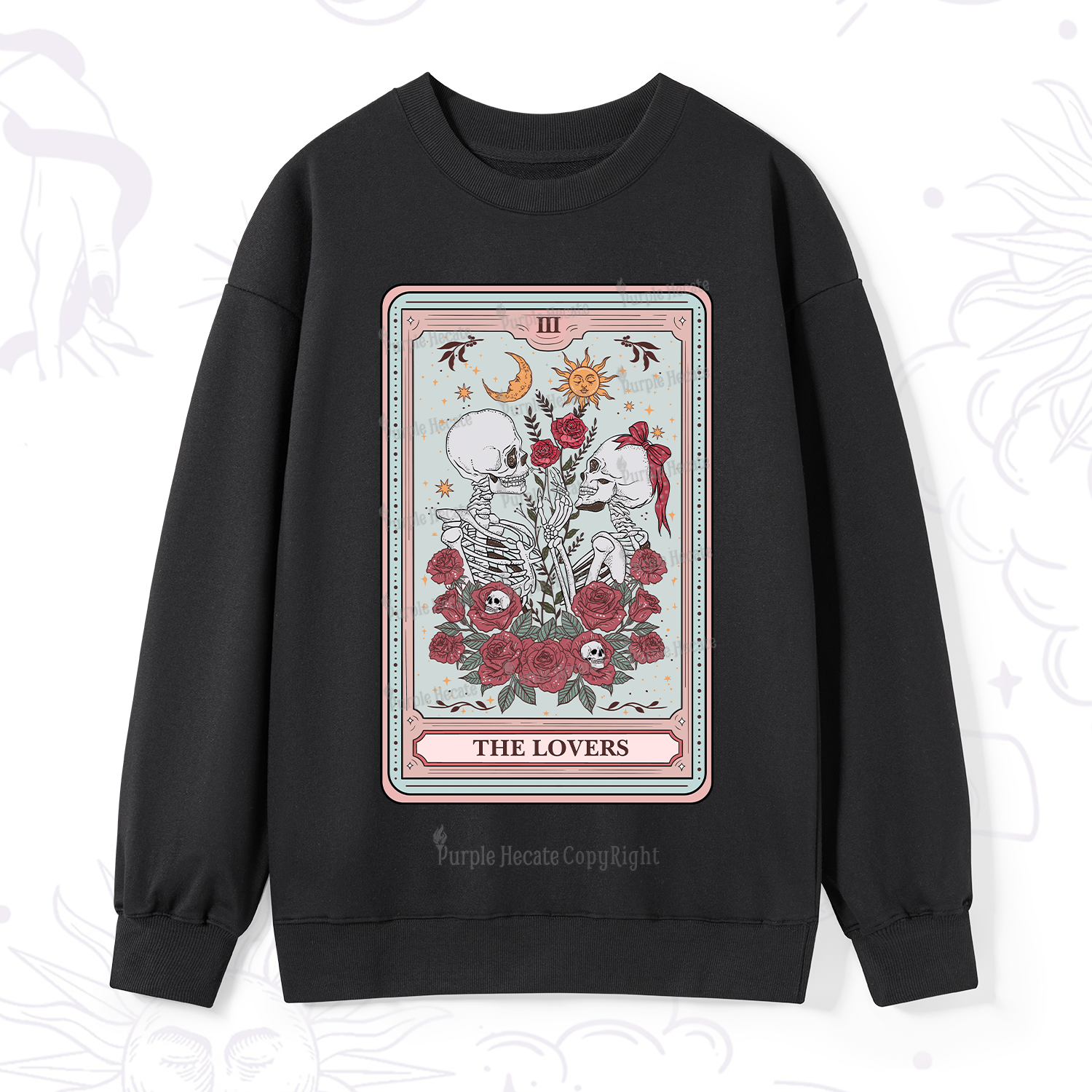 Purplehecate The Lovers Skeleton Tarot Sweatshirt