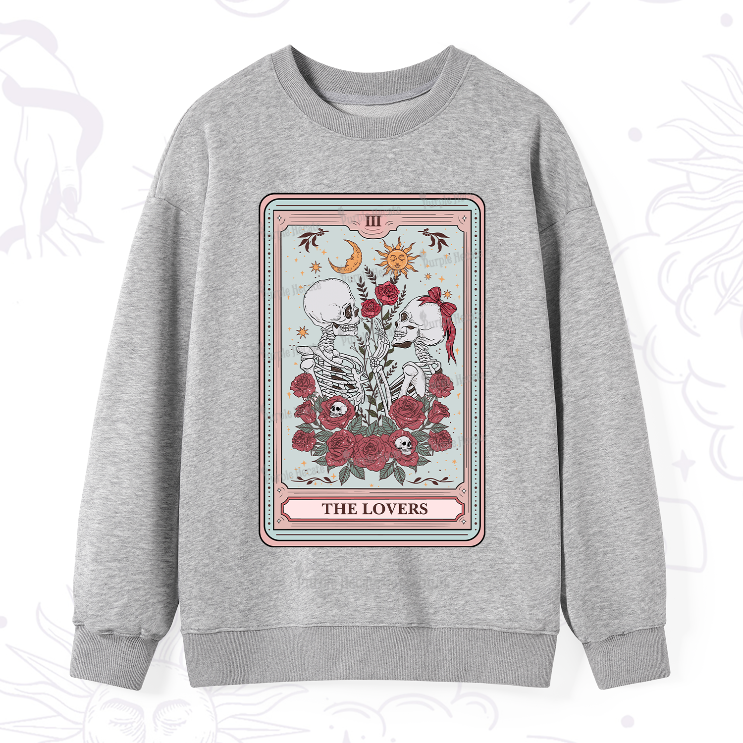 Purplehecate The Lovers Skeleton Tarot Sweatshirt