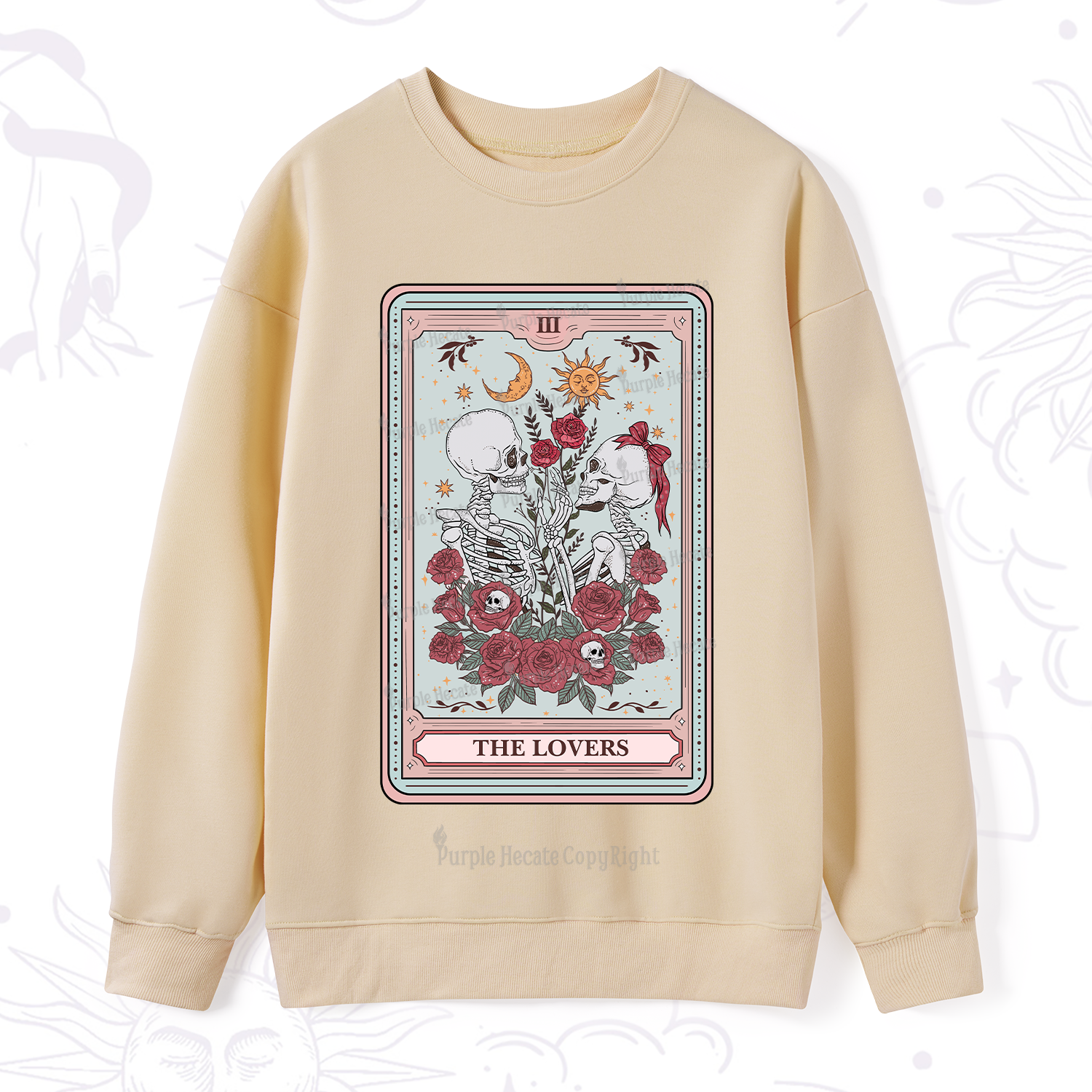 Purplehecate The Lovers Skeleton Tarot Sweatshirt