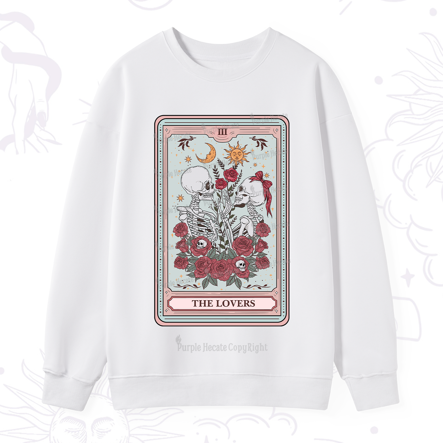 Purplehecate The Lovers Skeleton Tarot Sweatshirt