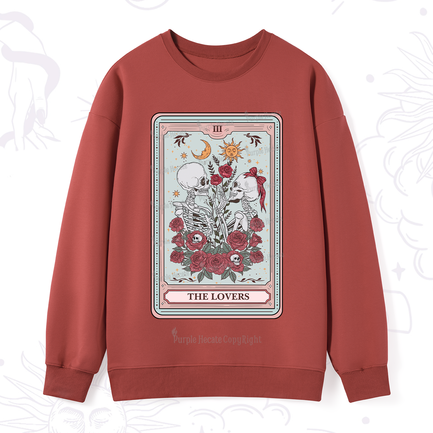 Purplehecate The Lovers Skeleton Tarot Sweatshirt