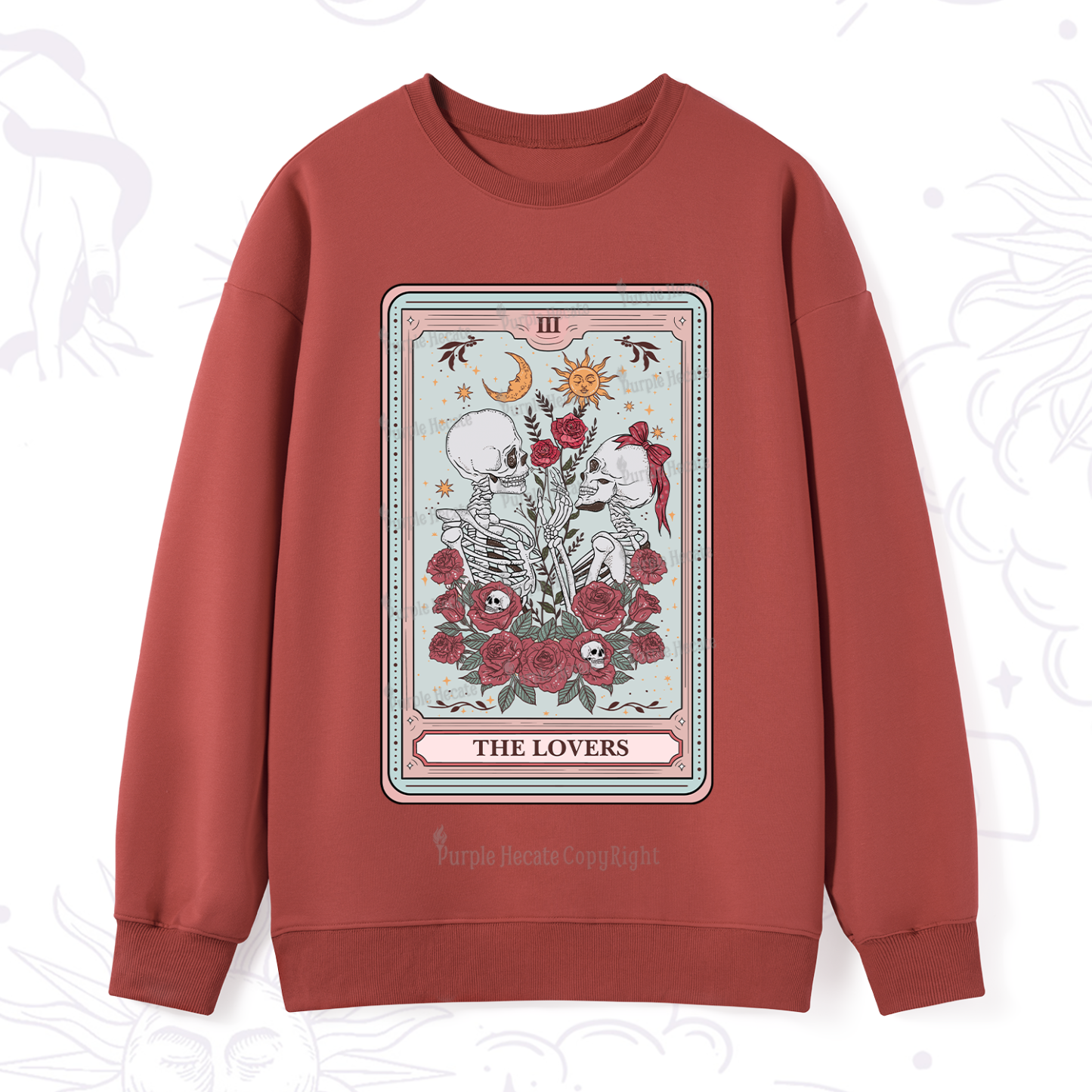 Purplehecate The Lovers Skeleton Tarot Sweatshirt