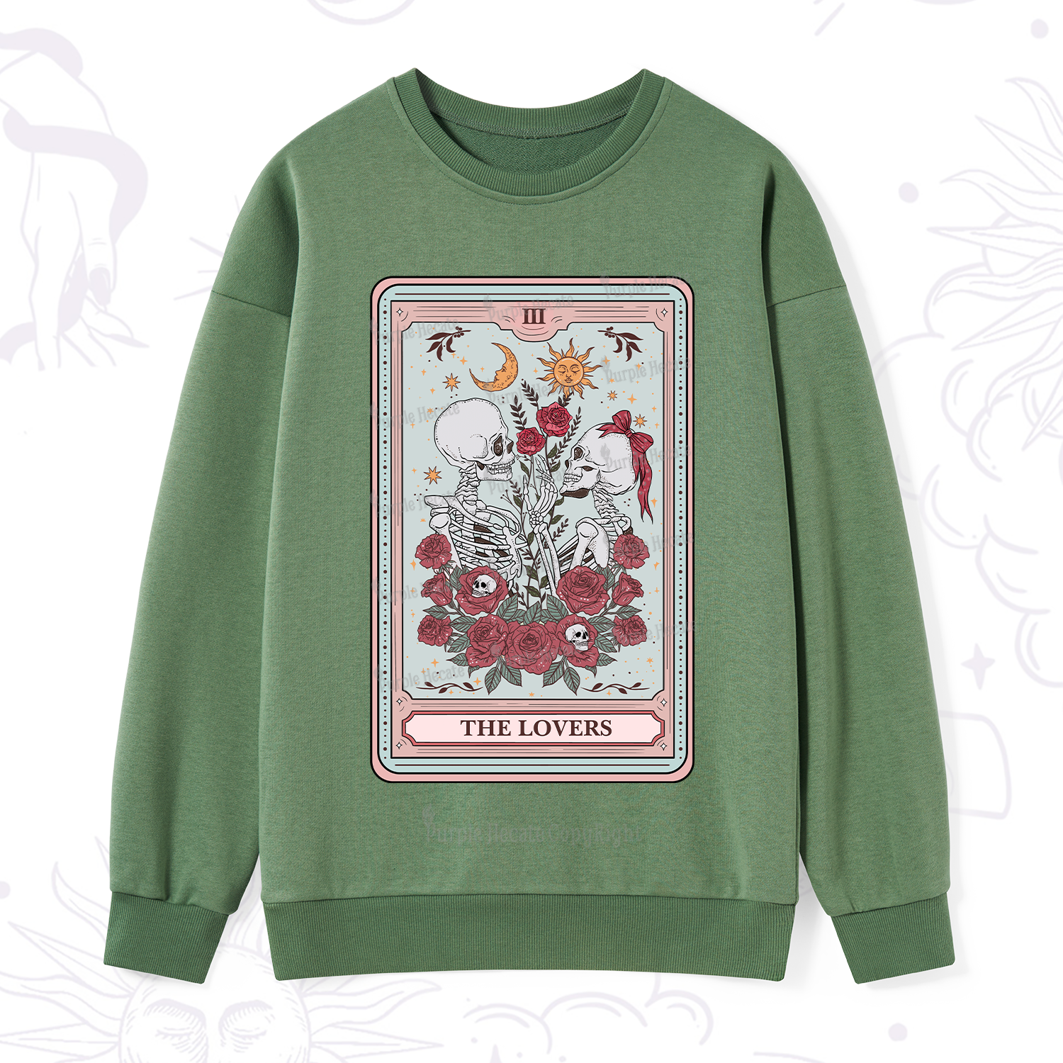 Purplehecate The Lovers Skeleton Tarot Sweatshirt
