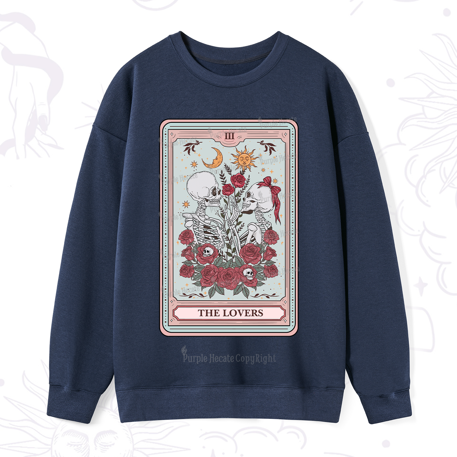 Purplehecate The Lovers Skeleton Tarot Sweatshirt