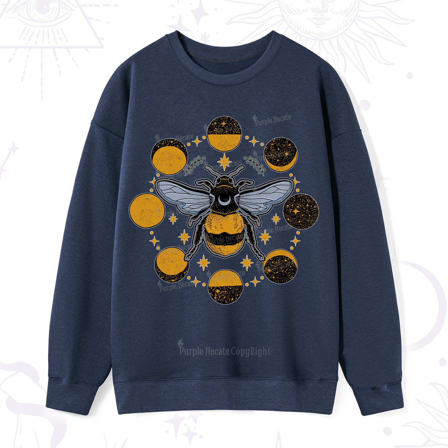 Purplehecate Phases of the Moon Bee Sweatshirt