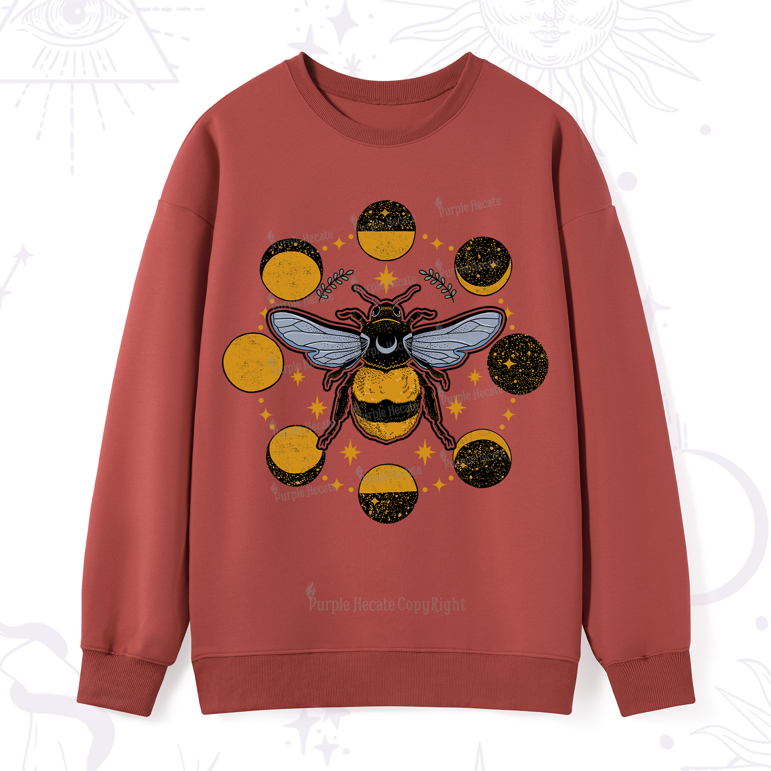 Purplehecate Phases of the Moon Bee Sweatshirt