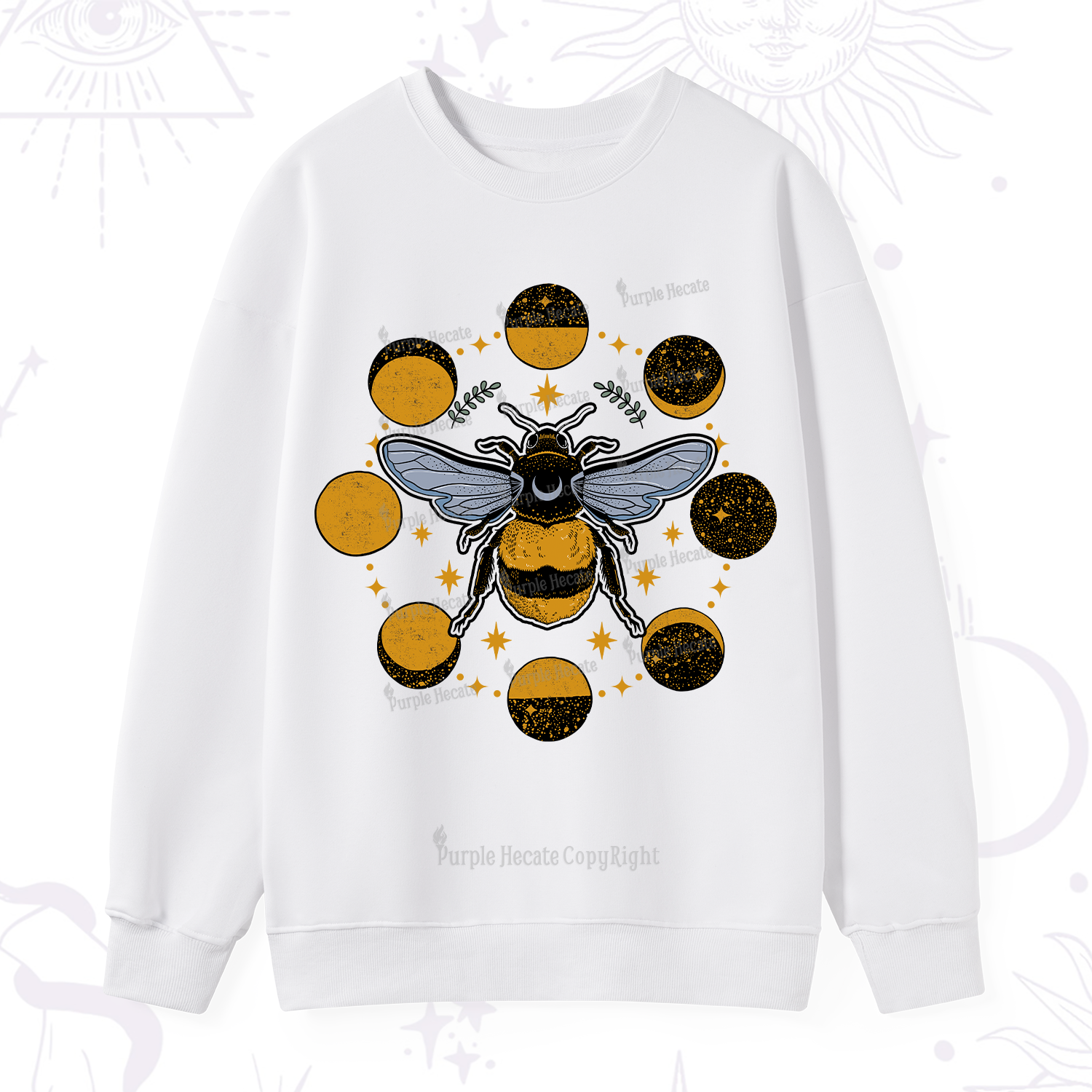 Purplehecate Phases of the Moon Bee Sweatshirt
