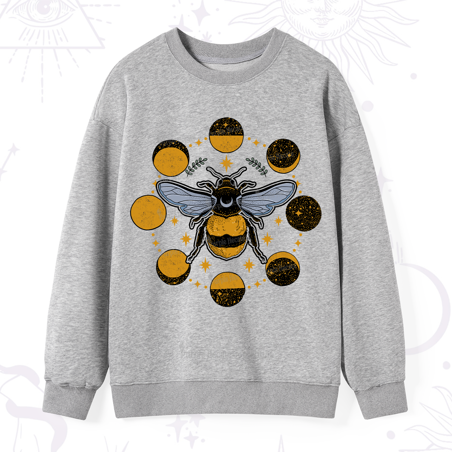 Purplehecate Phases of the Moon Bee Sweatshirt