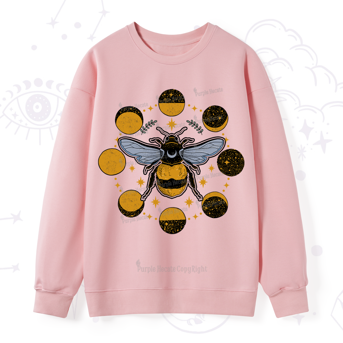 Purplehecate Phases of the Moon Bee Sweatshirt