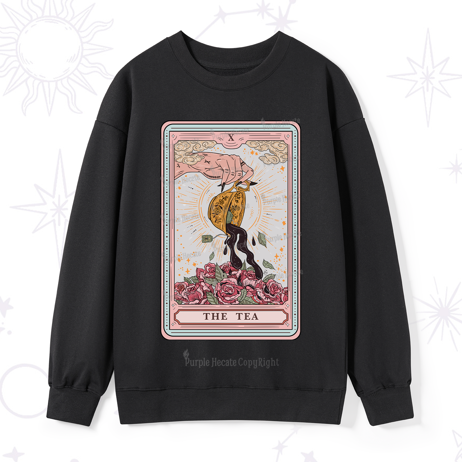 Purplehecate The Tea Food Tarot Card Sweatshirt