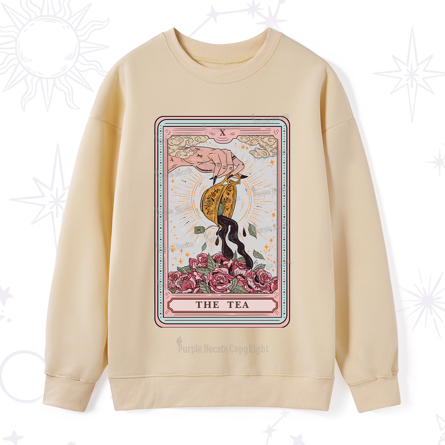 Purplehecate The Tea Food Tarot Card Sweatshirt
