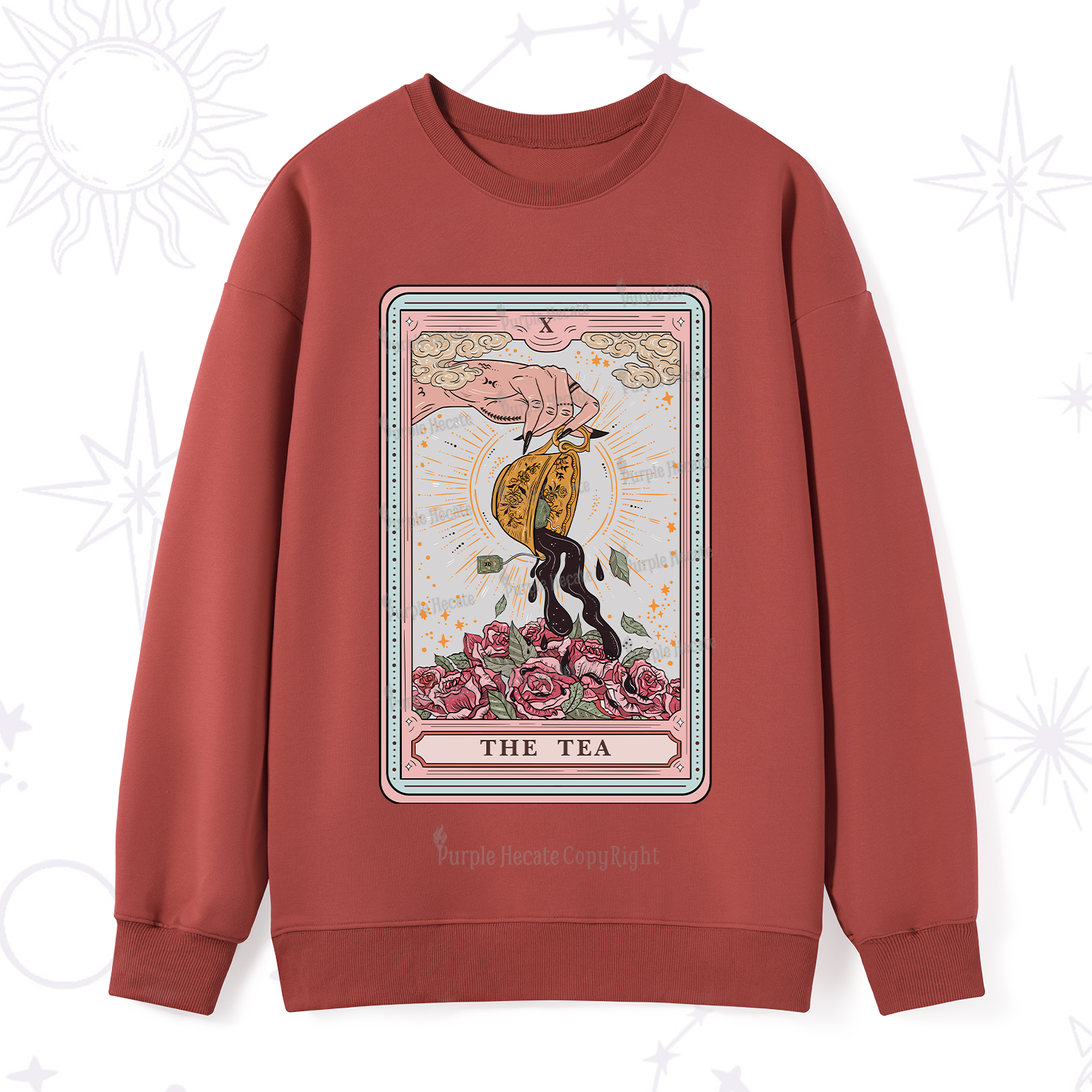 Purplehecate The Tea Food Tarot Card Sweatshirt