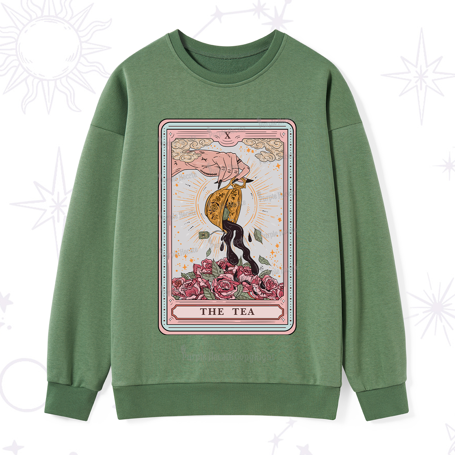 Purplehecate The Tea Food Tarot Card Sweatshirt