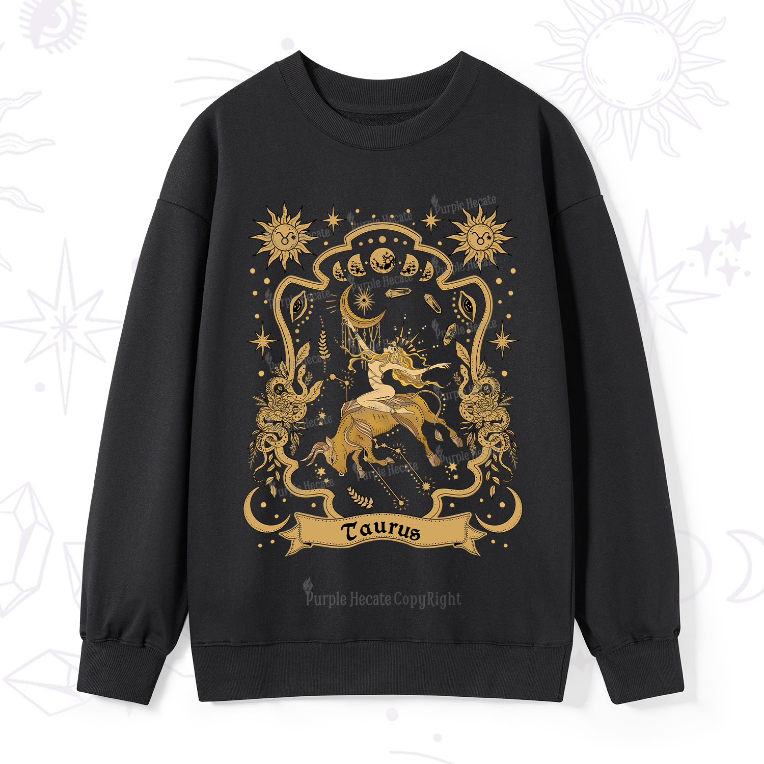 Purplehecate Taurus' Astral Mirage Zodiac Sweatshirt