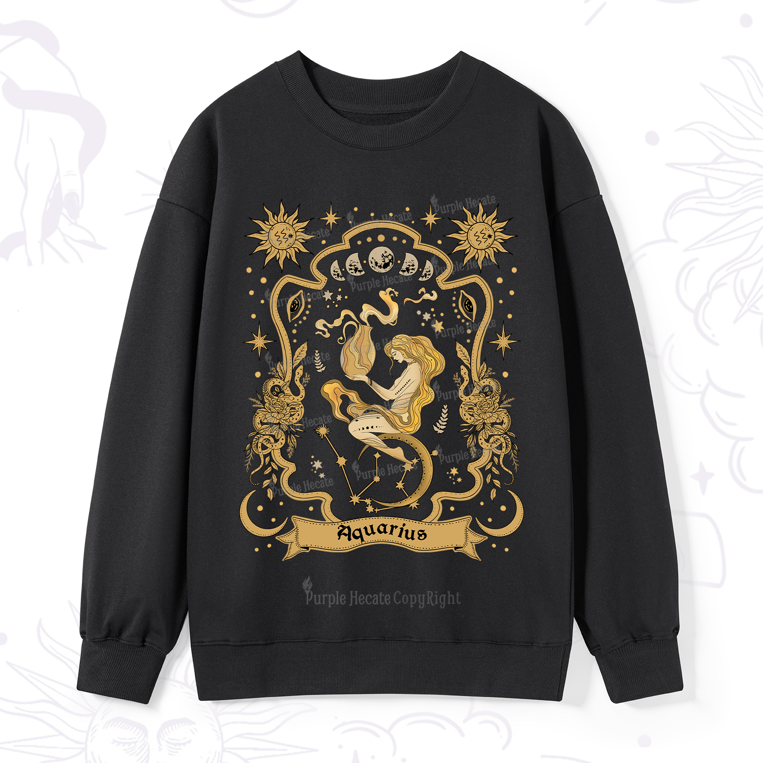 Purplehecate Aquarius' Astral Mirage Zodiac Sweatshirt