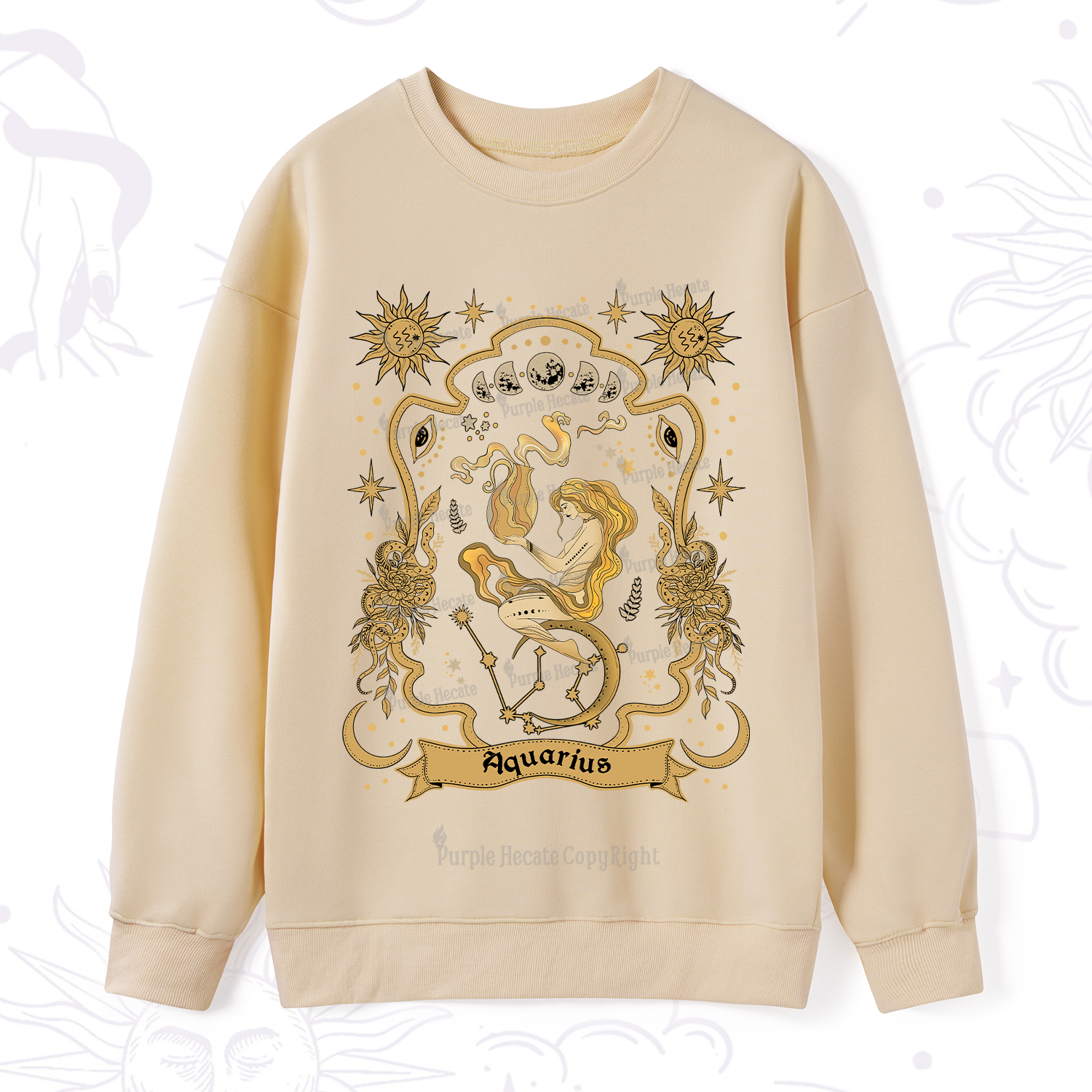 Purplehecate Aquarius' Astral Mirage Zodiac Sweatshirt