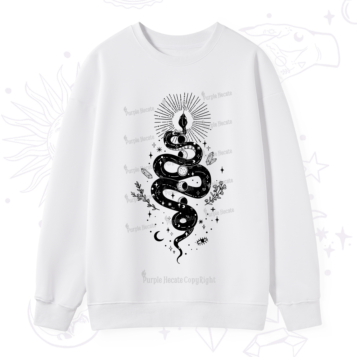 Purplehecate Mystical Moon Phases Snake Sweatshirt