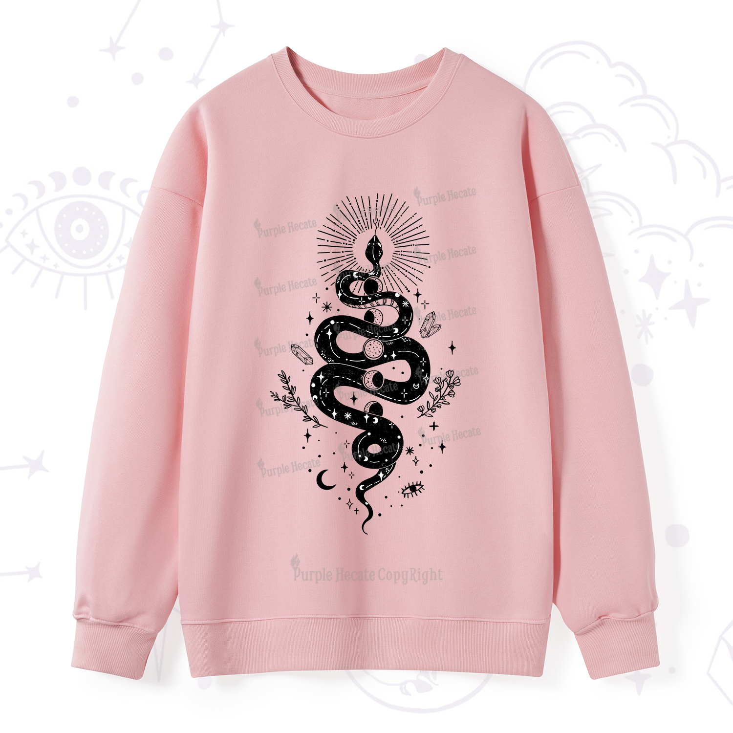 Purplehecate Mystical Moon Phases Snake Sweatshirt