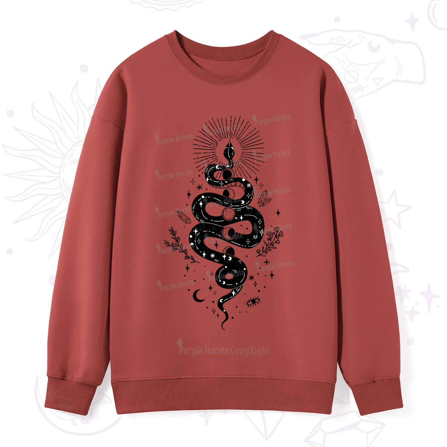 Purplehecate Mystical Moon Phases Snake Sweatshirt