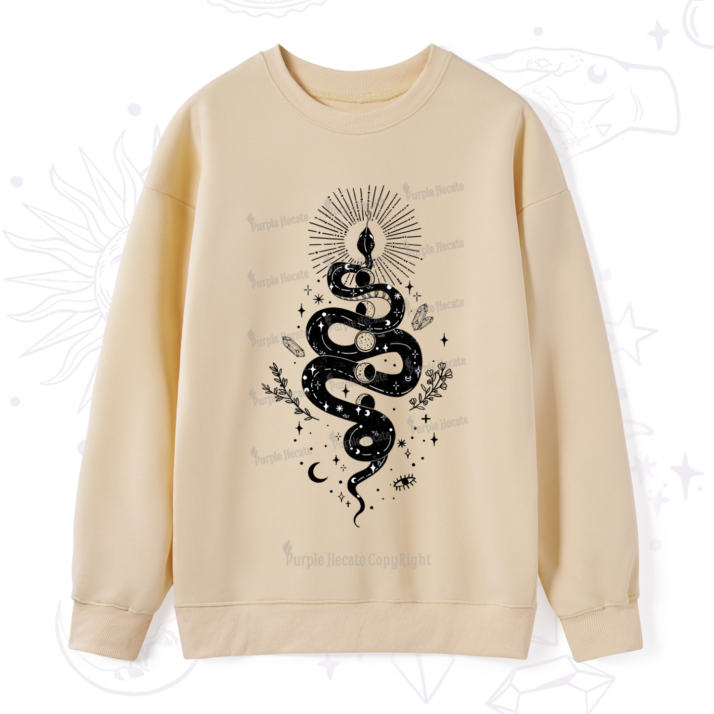 Purplehecate Mystical Moon Phases Snake Sweatshirt