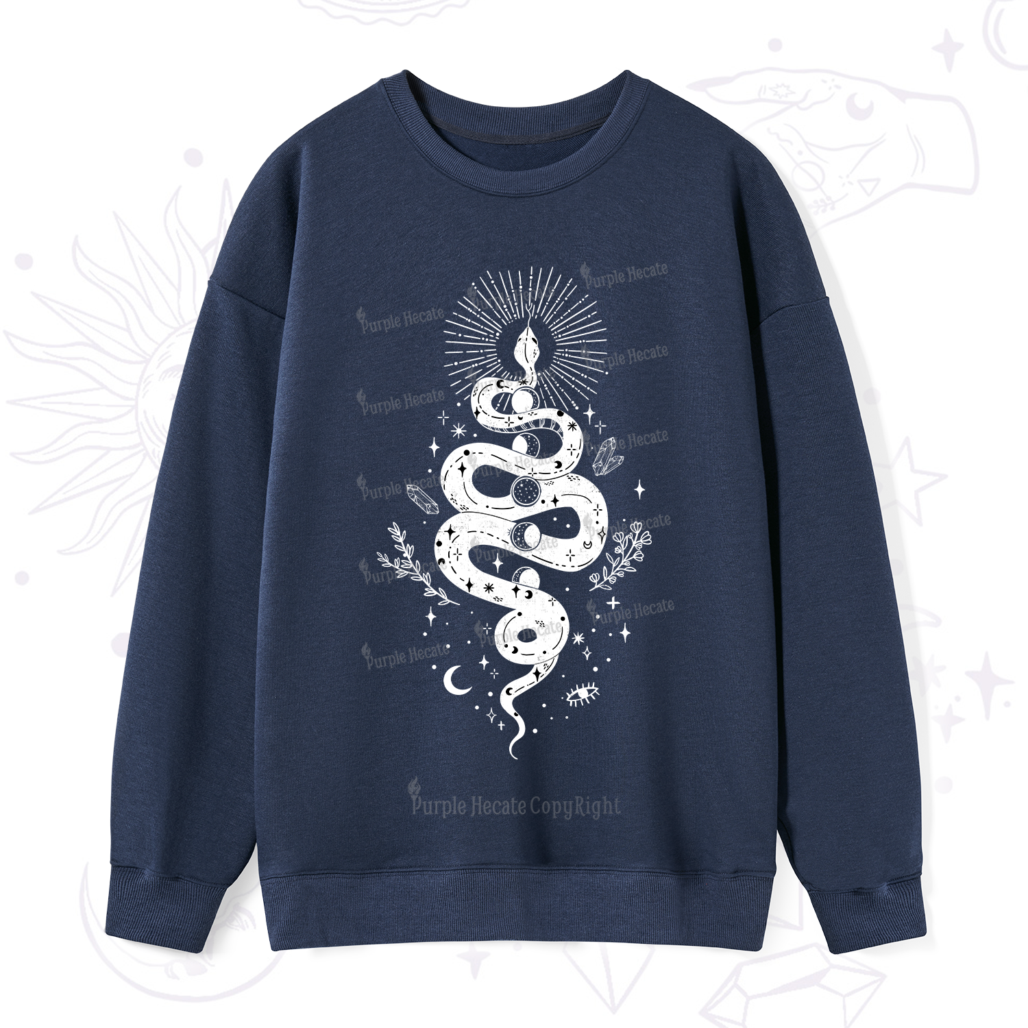 Purplehecate Mystical Moon Phases Snake Sweatshirt