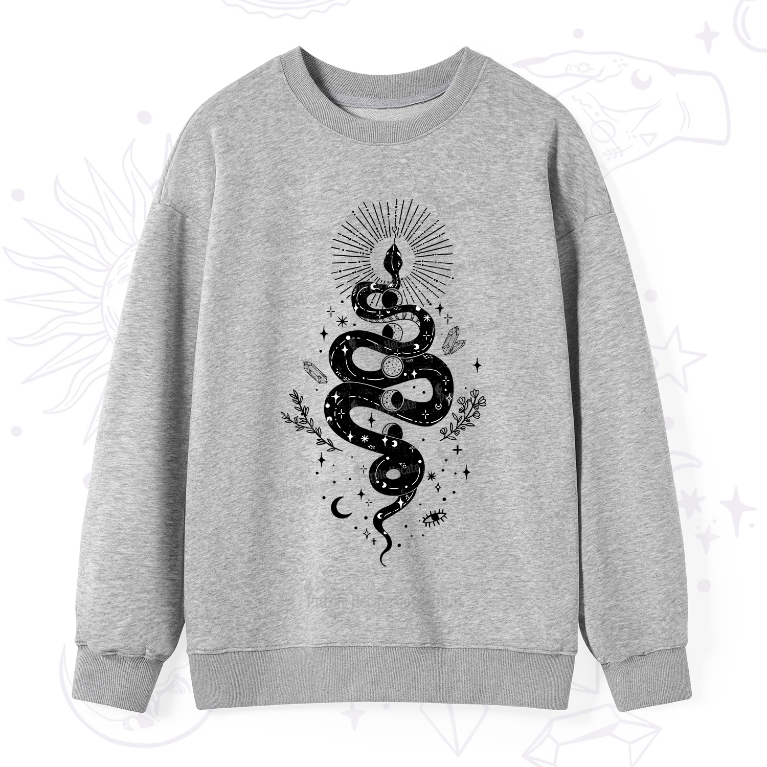 Purplehecate Mystical Moon Phases Snake Sweatshirt