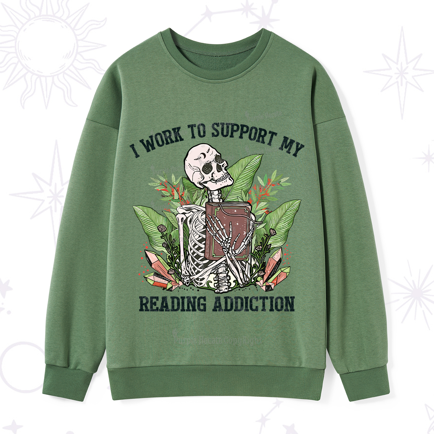 Purplehecate I Work Support My Reading Addiction Sweatshirt
