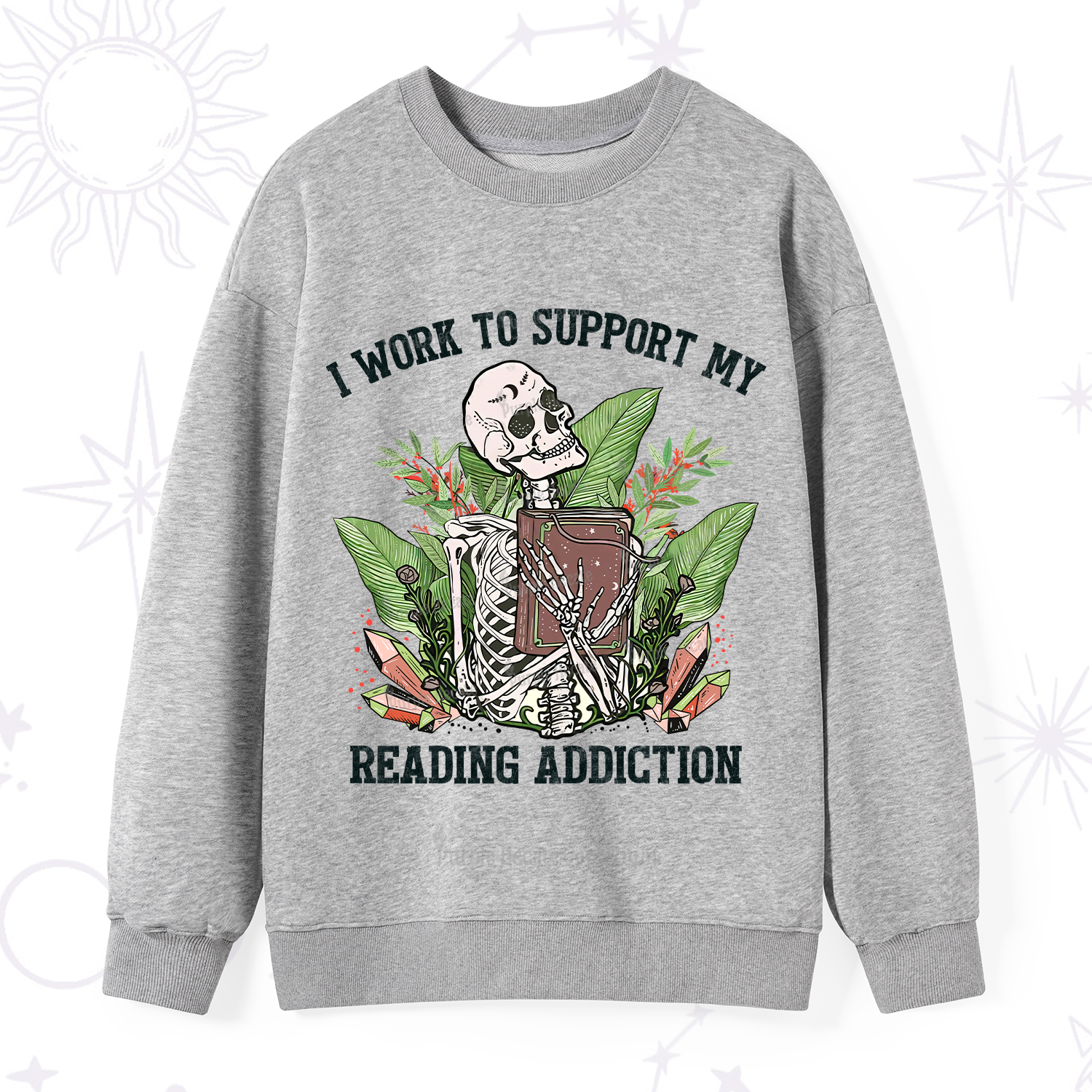 Purplehecate I Work Support My Reading Addiction Sweatshirt