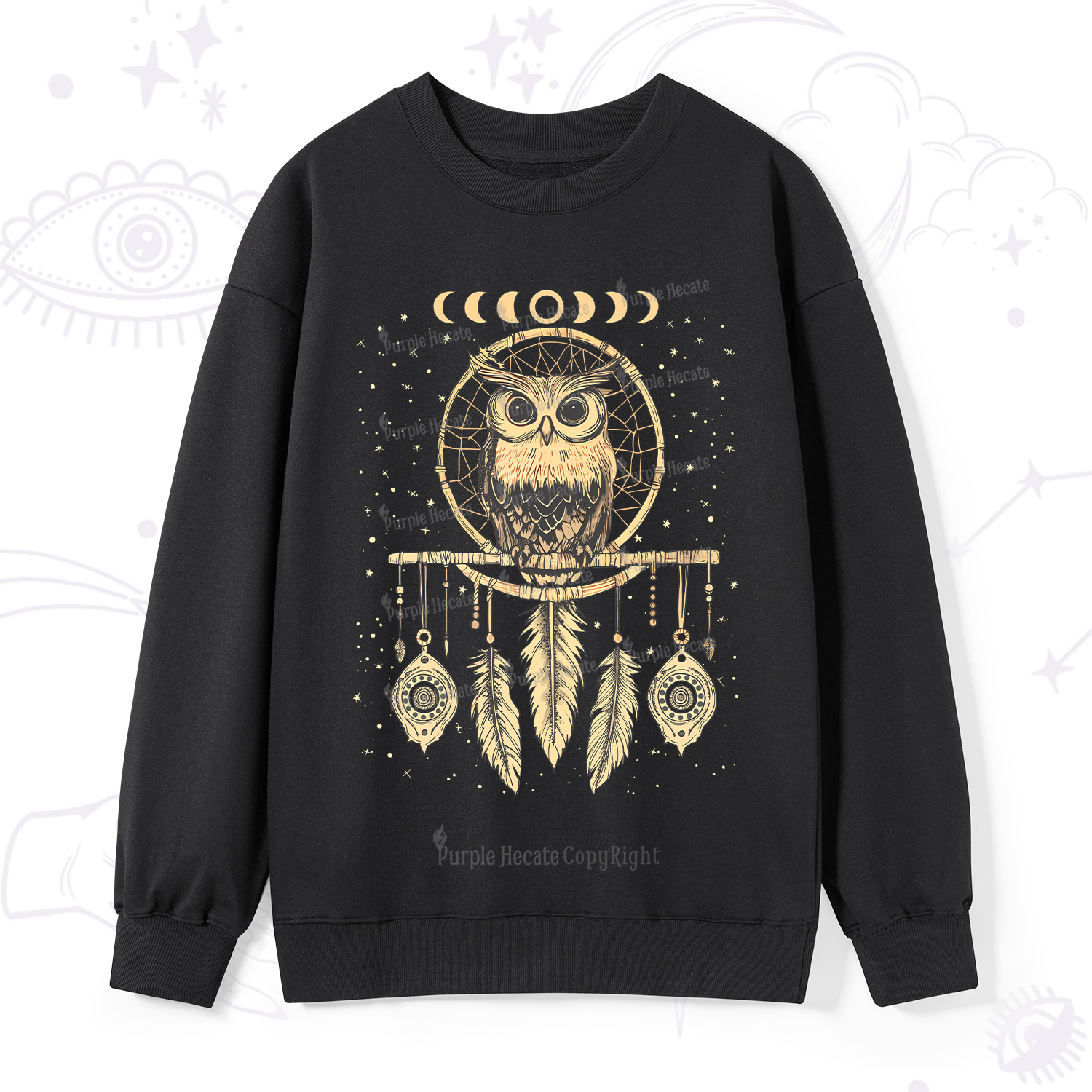 Purplehecate Luna Owl Dream Catcher Sweatshirt