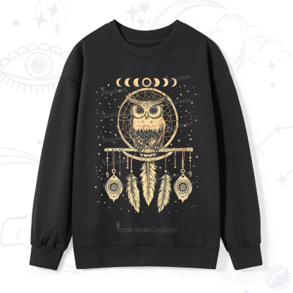 Purplehecate Luna Owl Dream Catcher Sweatshirt