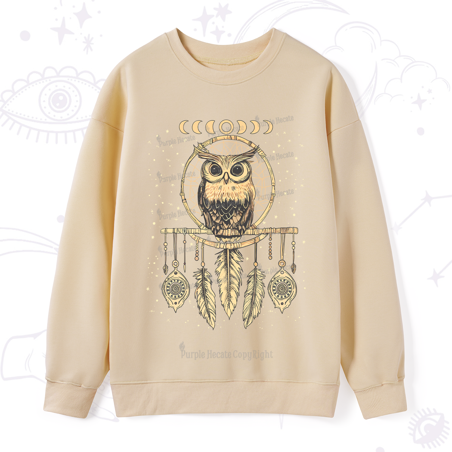 Purplehecate Luna Owl Dream Catcher Sweatshirt