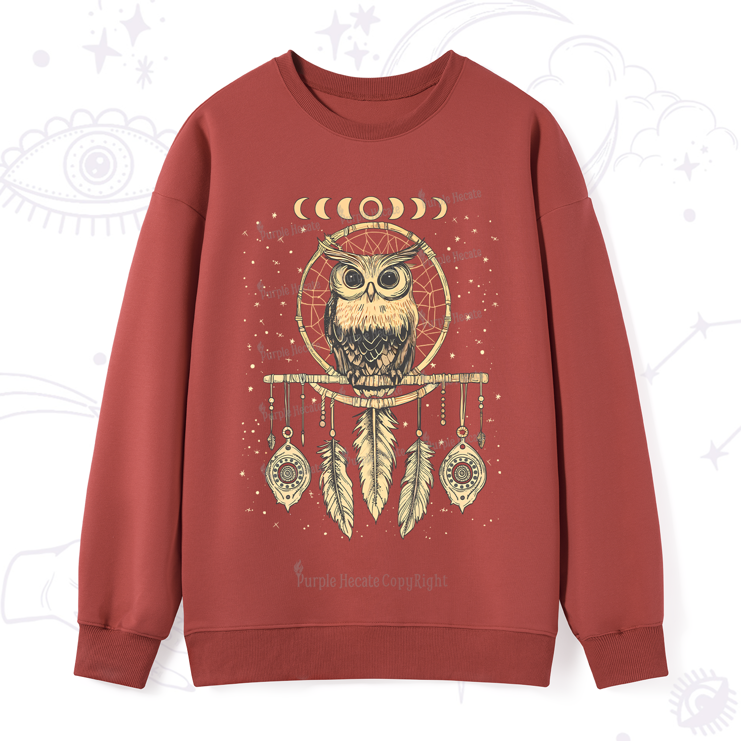Purplehecate Luna Owl Dream Catcher Sweatshirt