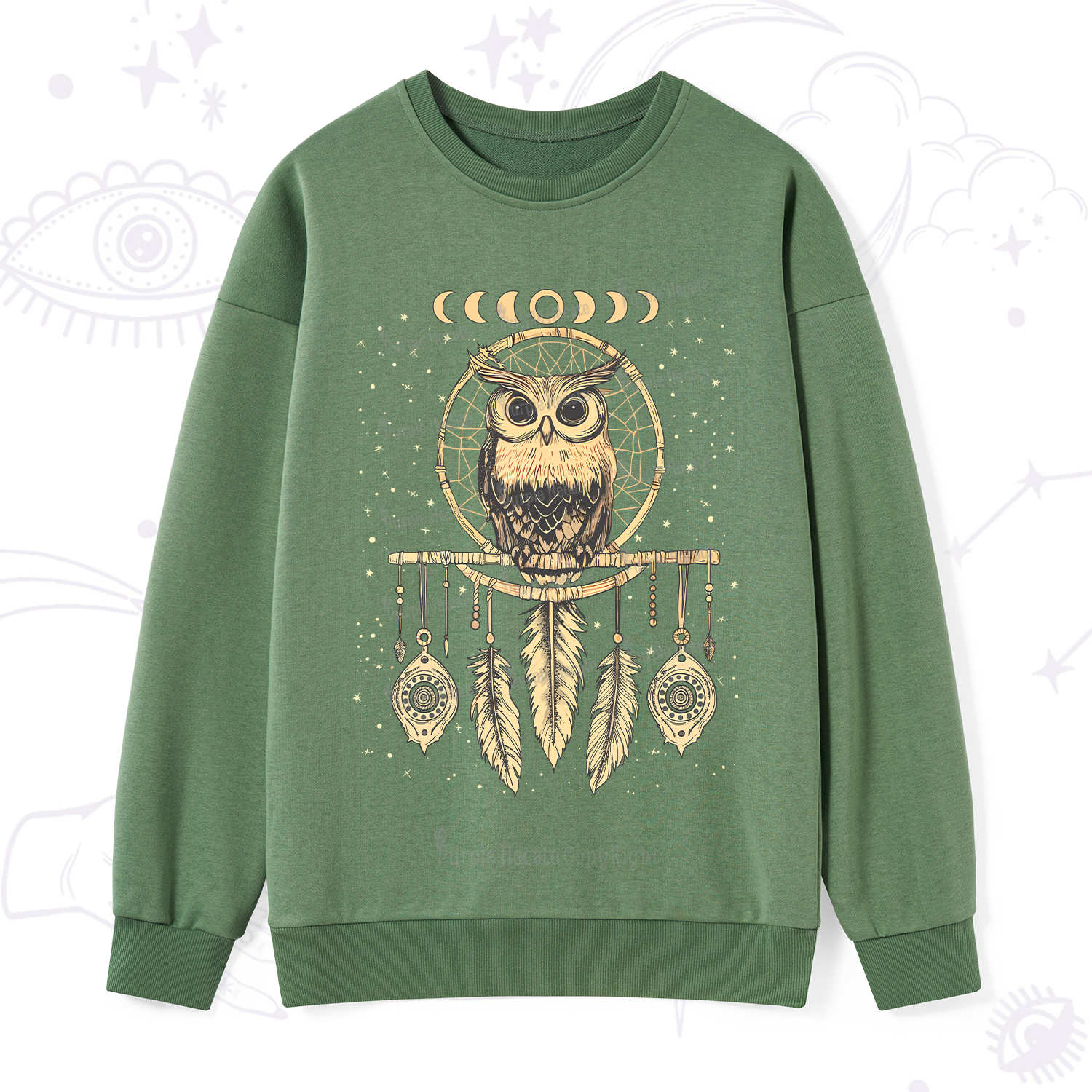 Purplehecate Luna Owl Dream Catcher Sweatshirt