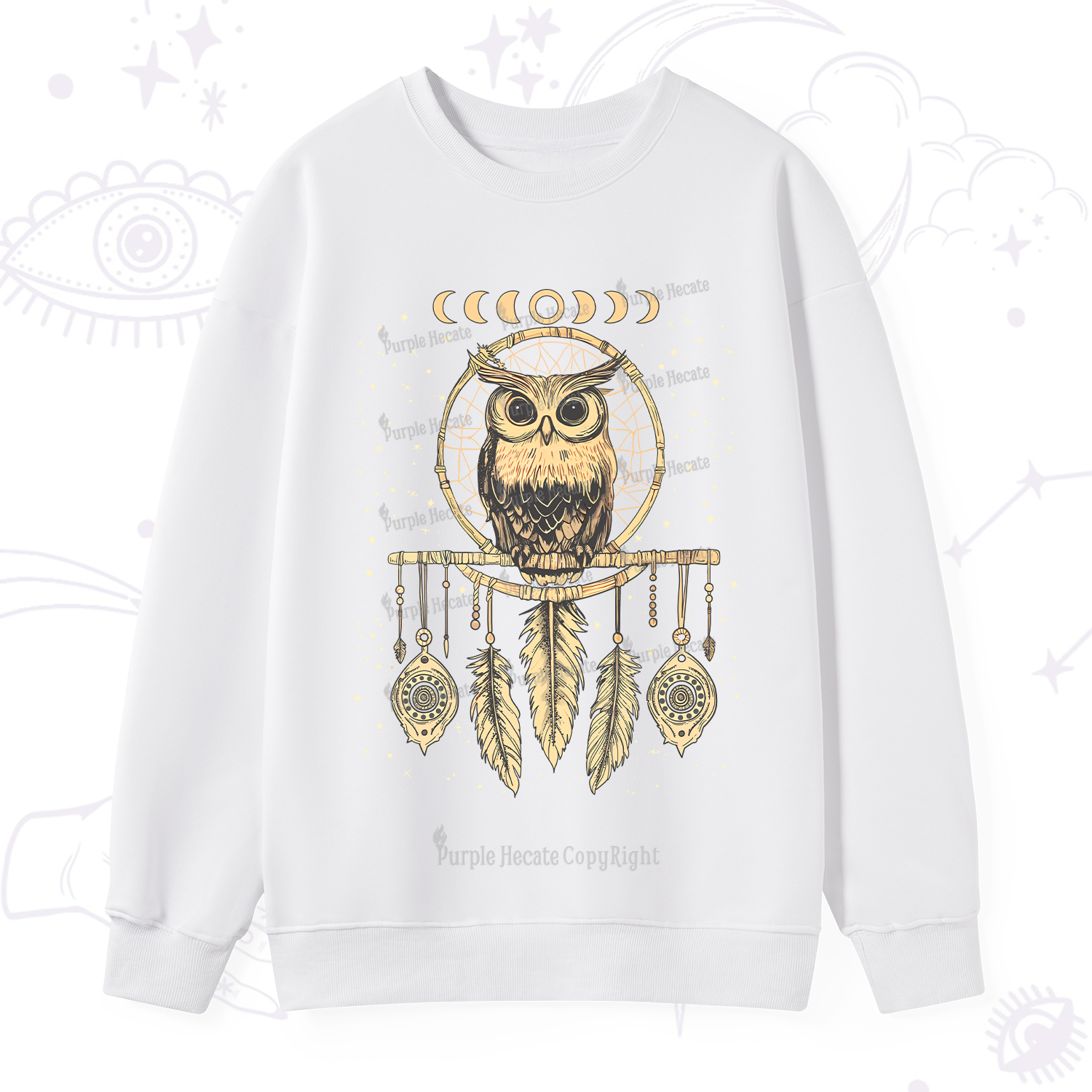 Purplehecate Luna Owl Dream Catcher Sweatshirt