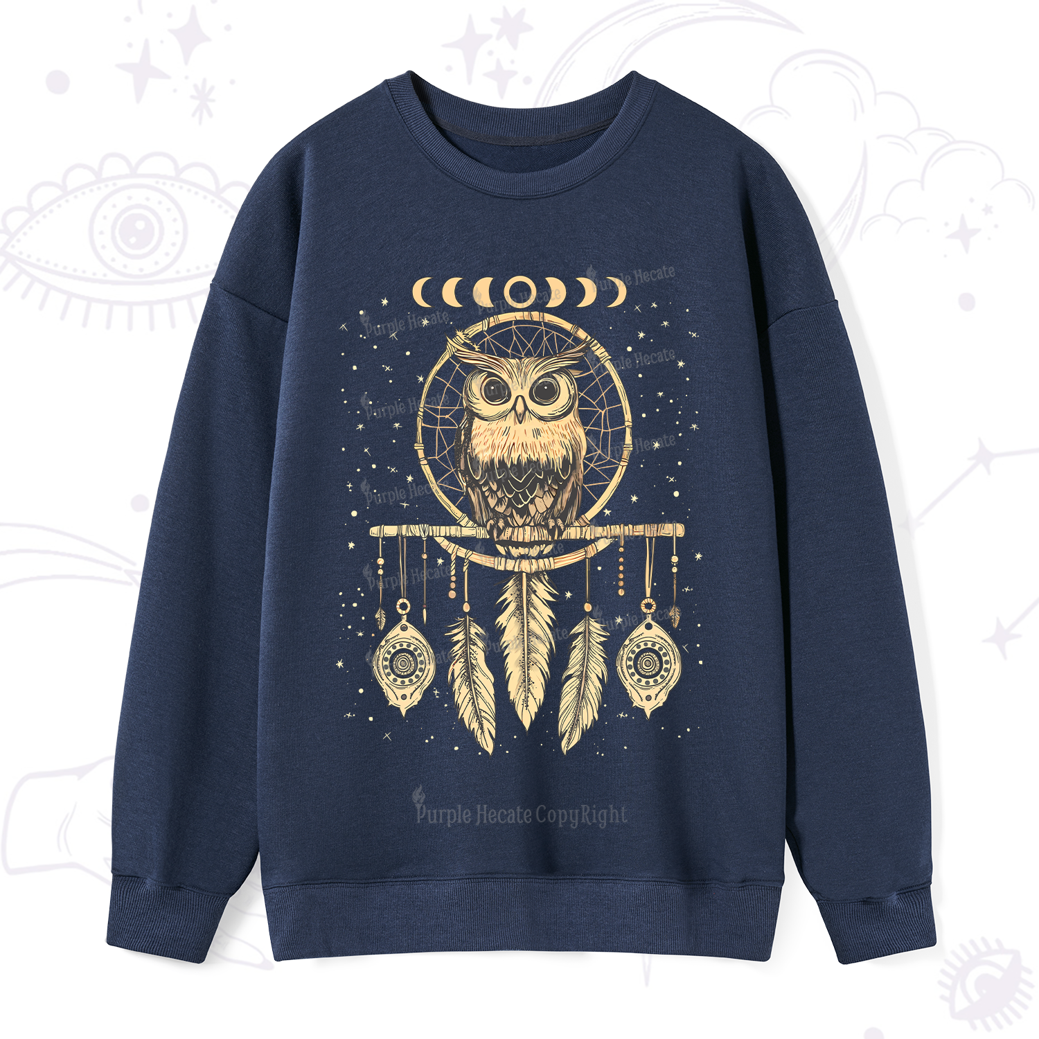 Purplehecate Luna Owl Dream Catcher Sweatshirt