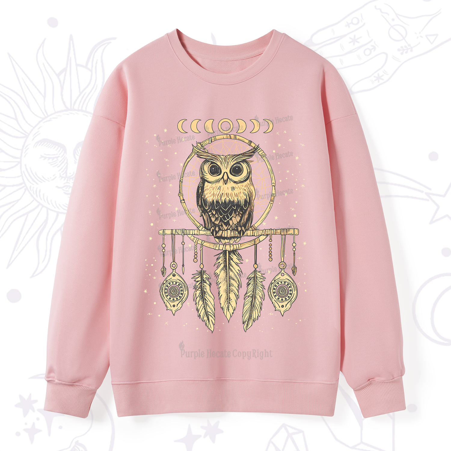 Purplehecate Luna Owl Dream Catcher Sweatshirt