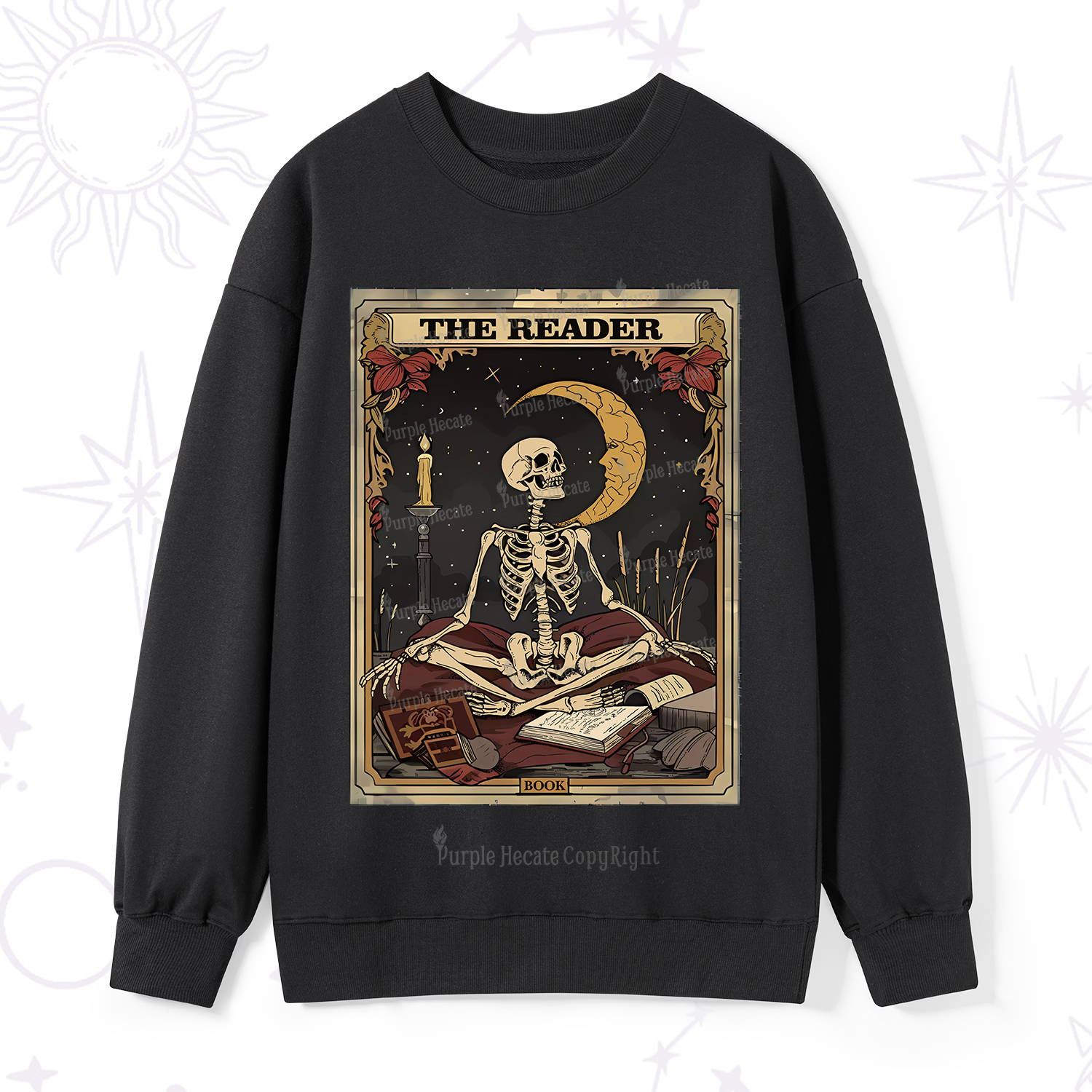 Purplehecate The Reader Tarot Card Sweatshirt