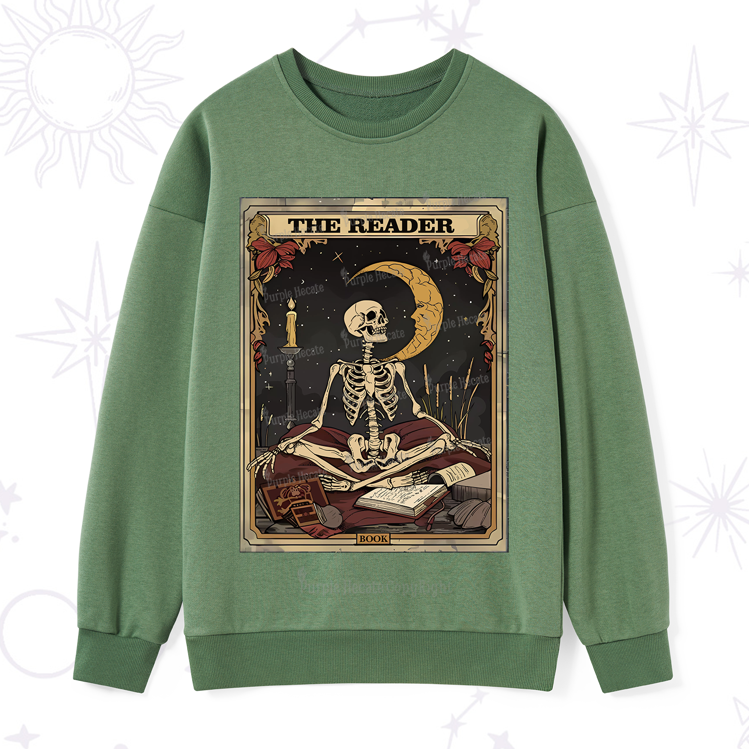 Purplehecate The Reader Tarot Card Sweatshirt