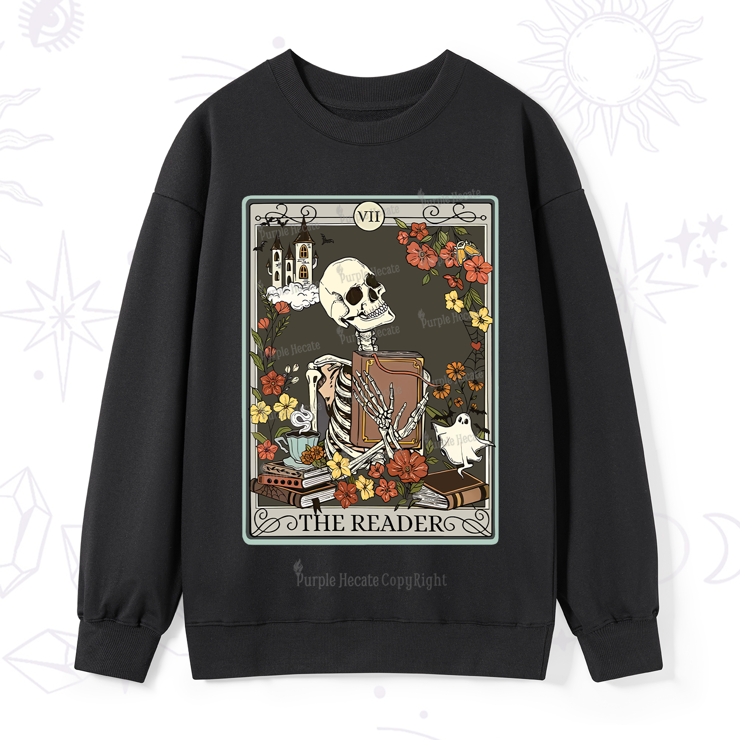 Purplehecate The Reader Tarot Card Sweatshirt