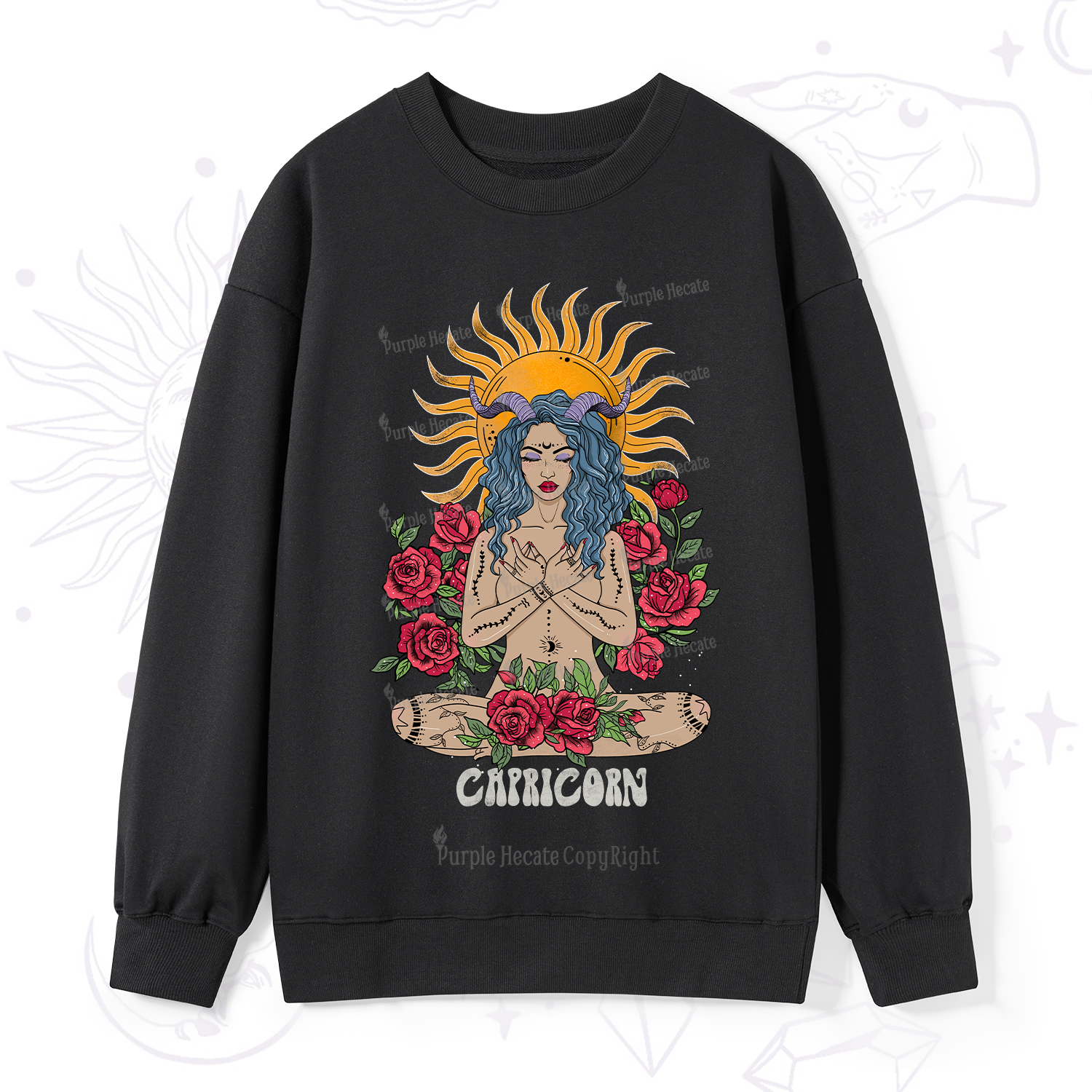 Purplehecate Sun Guardian Of Capricorn Zodiac Sweatshirt