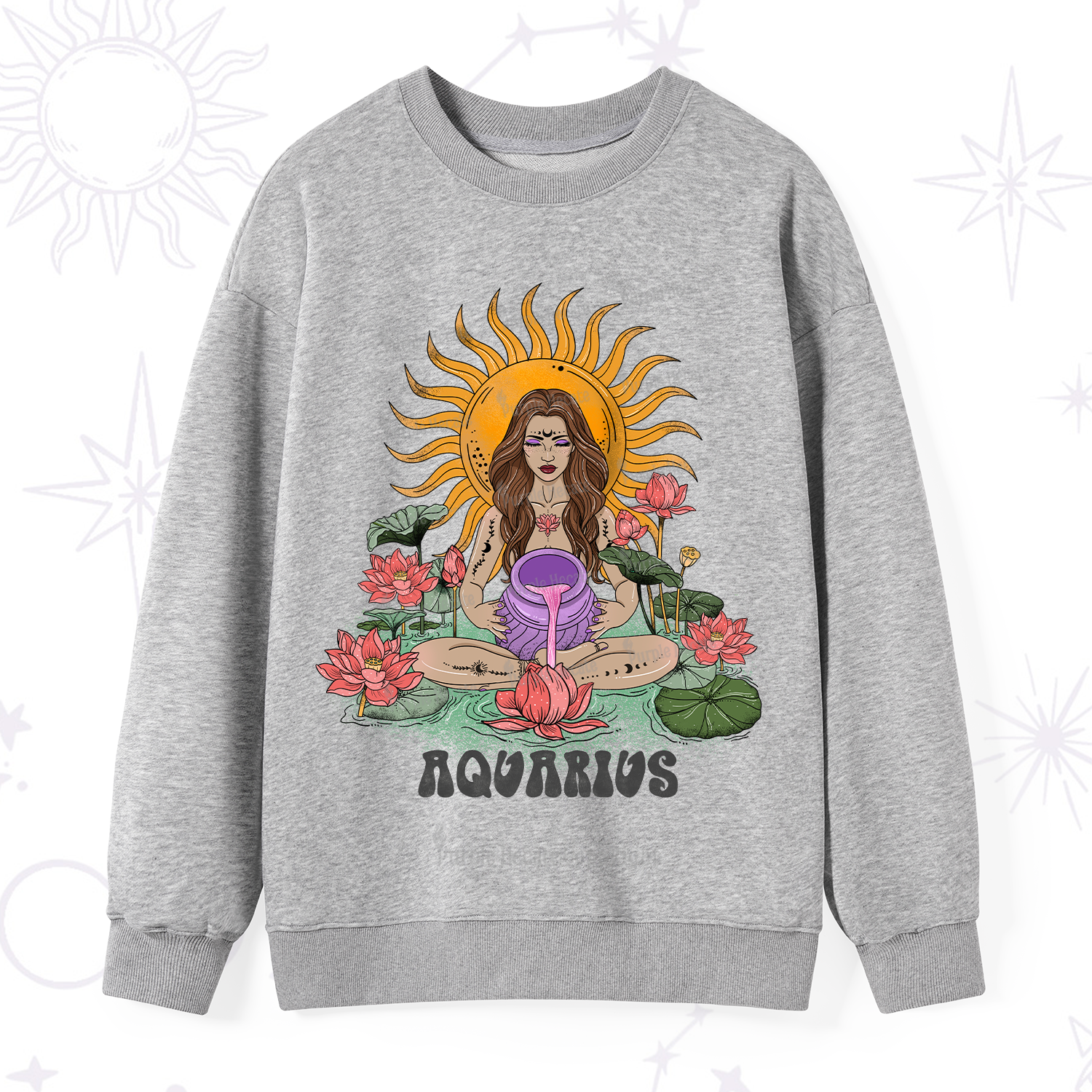 Purplehecate Sun Guardian Of Aquarius Zodiac Sweatshirt