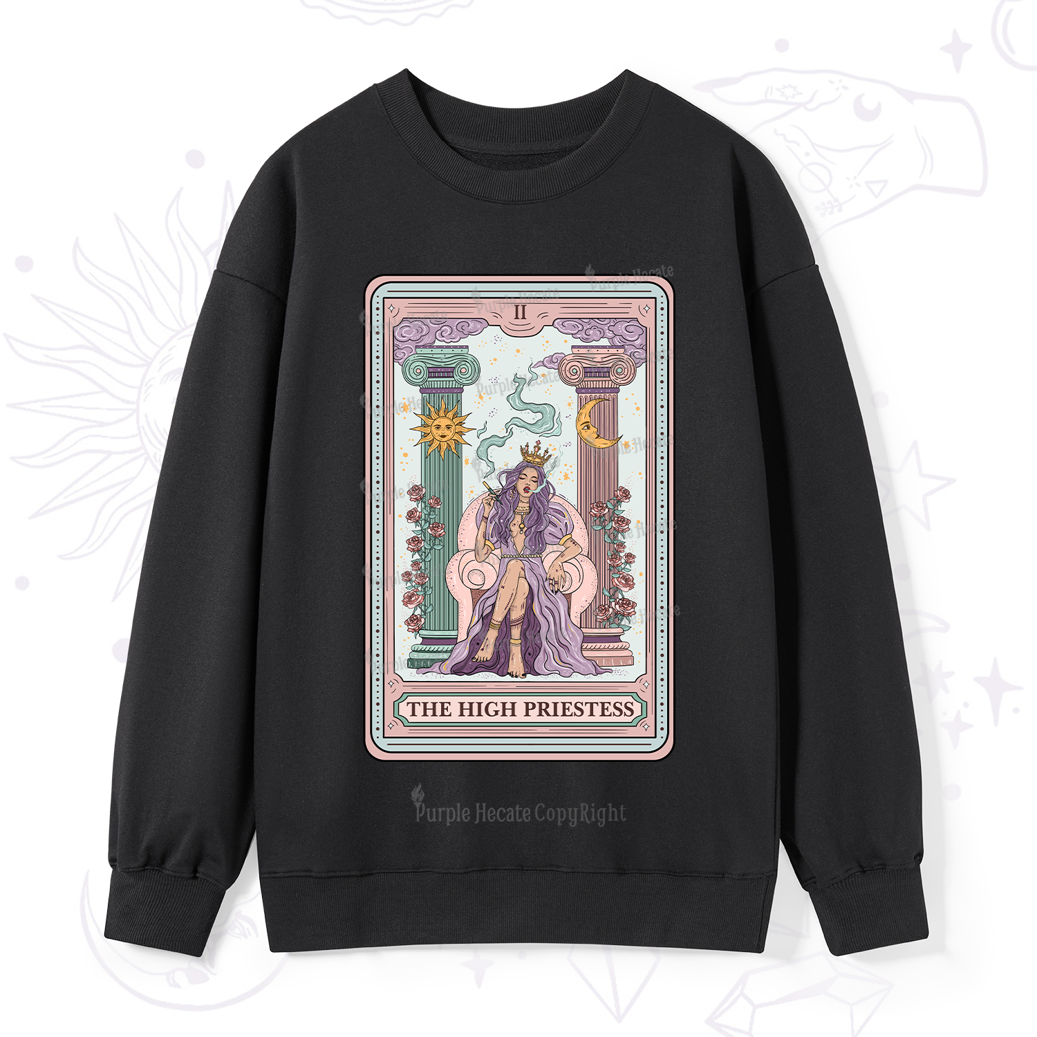 Purplehecate The High Priestess Tarot Card Sweatshirt