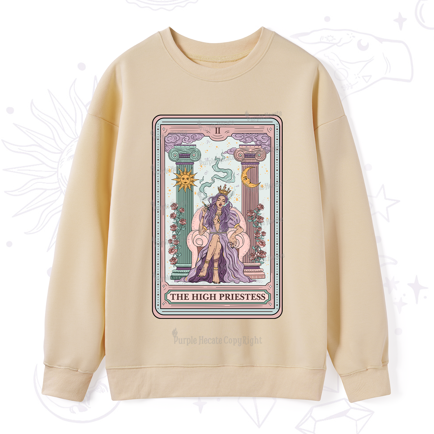 Purplehecate The High Priestess Tarot Card Sweatshirt